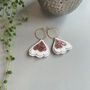Glitter Scallop Embroidered Fabric Hoop Earrings, thumbnail 2 of 4