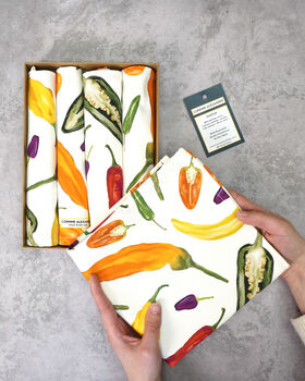 Chilli Napkin Set | Spicy Gift Idea | Hand Drawn Cotton Napkins, 2 of 6