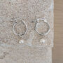 Sterling Silver Pearl Hoop Earrings, thumbnail 4 of 12