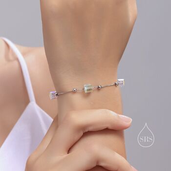 Sterling Silver Aurora Borealis Ab Crystal Bracelet, 2 of 11