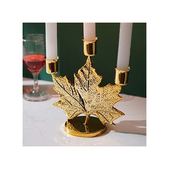 Maple Leaf Three Arms Metal Candle Holder Stand, 4 of 6