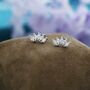 Marquise Cluster Crown Stud Earrings Sterling Silver, thumbnail 1 of 11