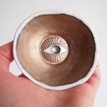 Handmade Gold Eye Ceramic Ring Jewellery Dish, 2 of 6