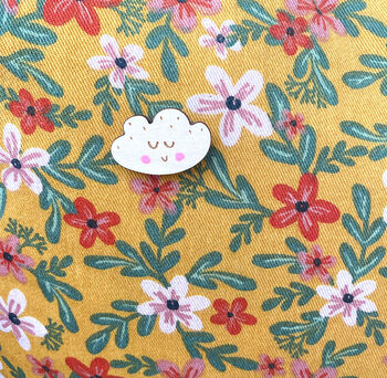 Smiley Cloud Wooden Pin Badge, 4 of 4