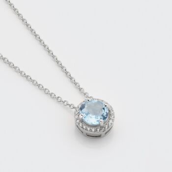 Round Blue Topaz 925 Sterling Silver Necklace, 2 of 5