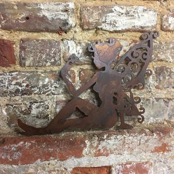 Rusted Metal Fairy Home Or Garden Ornament Decoration, 3 of 4