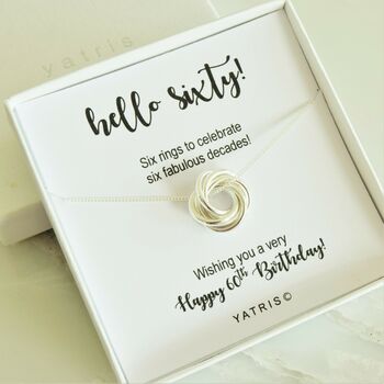 Six Ring 60th Birthday Necklace Gift, 2 of 3