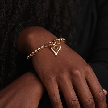 Gold Plated Heart Charm T Bar Bracelet, 5 of 6