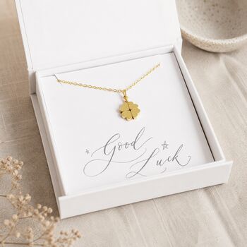 Gold Plated Four Leaf Clover Necklace, 4 of 7
