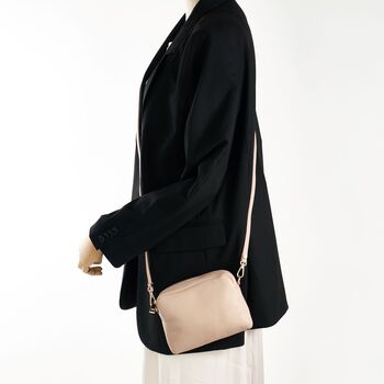 Smoke Rose Crossbody Personalised Leather Box Bag, 2 of 11