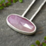 Natural Pink Sapphire Hair Pin In Sterling Silver, thumbnail 1 of 4