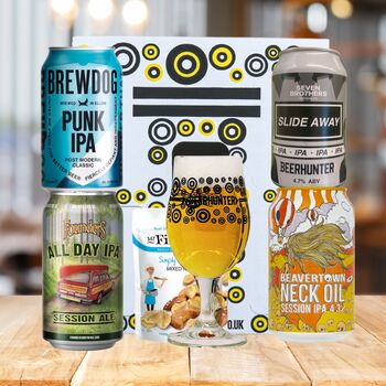 Ipa Craft Beer Gift Set With Glass And Snack Four Can Pack, 2 of 6