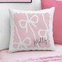 Personalised Pink Bow Cushion For Girls’ Bedroom, thumbnail 3 of 4