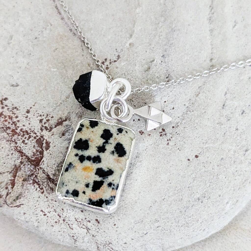 Popular Genuine tumbled Dalmatian Jasper necklace