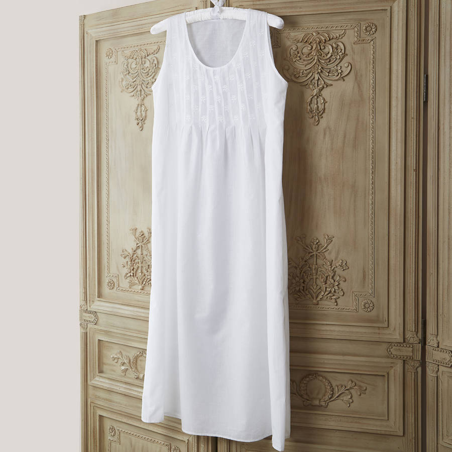 White Sleeveless Cotton Nightdress Lizzie, 1 of 5