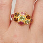 Multistone Tourmaline Silver Gold Plated Wrap Ring, thumbnail 3 of 9