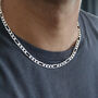 Mens Sterling Silver Light Figaro Chain Necklace, thumbnail 1 of 8