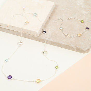 Chennai Sterling Silver And Multi Gemstone Necklace, 4 of 9