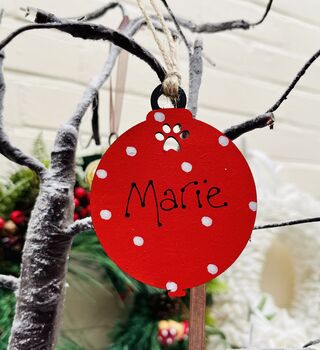 Personalised Dog Cat Paw Bauble Xmas Tree Decoration, 5 of 7