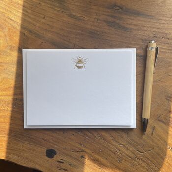 Six Gold Bumblebee Hand Pressed Luxury Note Cards, 9 of 9