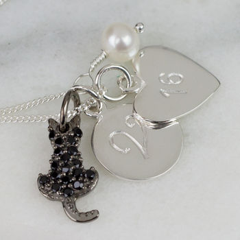 Cat Lover Personalised Silver Cat Charm Bracelet, 2 of 11
