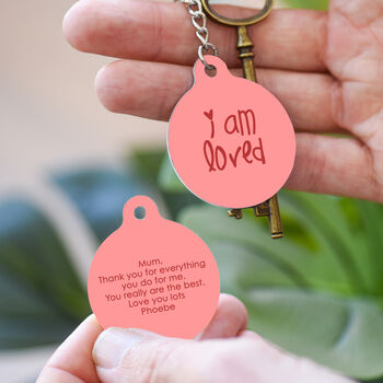 Father's Day I Am Loved Personalised Keepsake Keyring, 2 of 4