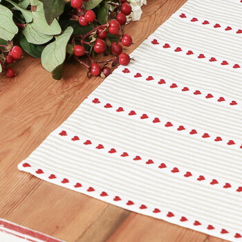 Set Of Four Cranberry Heart Striped Cotton Placemats, 5 of 5