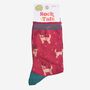 Women's Bamboo Socks Golden Retriever Rudolph Reindeer, thumbnail 5 of 5