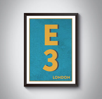 E3 Tower Hamlets, Newham London Postcode Print, 6 of 10