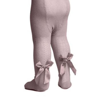 Baby Pink Jacquard Tights With Bow Detail, 5 of 9