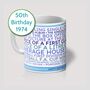 Personalised 50th Birthday Mug Gift 1974, thumbnail 12 of 12
