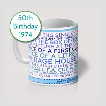 Personalised 50th Birthday Mug Gift 1974, 11 of 11