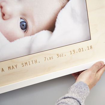 Wooden Personalised Baby Photo Frame, 5 of 7