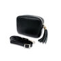 Black Leather Crossbody And Gold Chain Strap, thumbnail 2 of 7