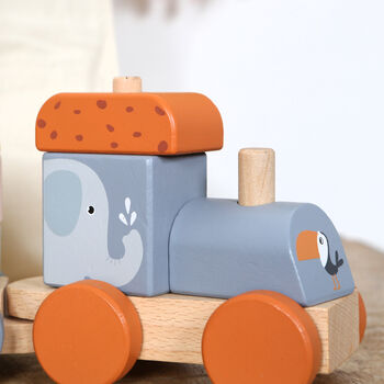 Animal Wooden Train Toy With Personalised Bag, 3 of 4