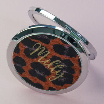 Personalised Silver And Leather Compact Mirror, 2 of 10