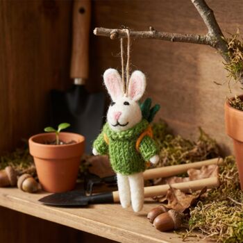 Handmade Ronnie The Rabbit Hanging Easter Decoration, 3 of 3