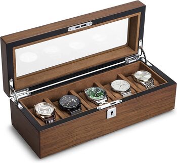 Five Grid Wooden Watch Storage Case Holder Box, 3 of 6