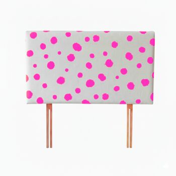Hand Painted Upholstered Linen Headboard Polka Dot Print, 4 of 12