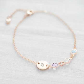 Personalised Initial Disc Family Birthstone Bracelet, 4 of 12
