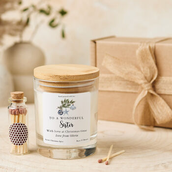 Personalised Christmas Candle Gift For Sister, 2 of 7