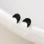 Sterling Silver Black Crystal Moon Stud Earrings: Gothic Halloween Gift – 5mm, thumbnail 3 of 4