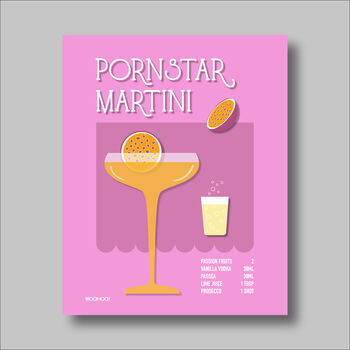 Pornstar Martini Cocktail Print Four Colour Options, 4 of 8