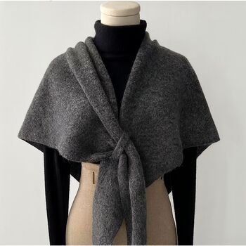 Wool Blend Triangle Pull Through Scarf, 5 of 8