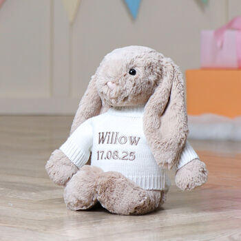 Personalised Beige Bashful Bunny Soft Toy, 2 of 7