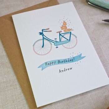 Blue Bicycle Happy Birthday Card, 6 of 6