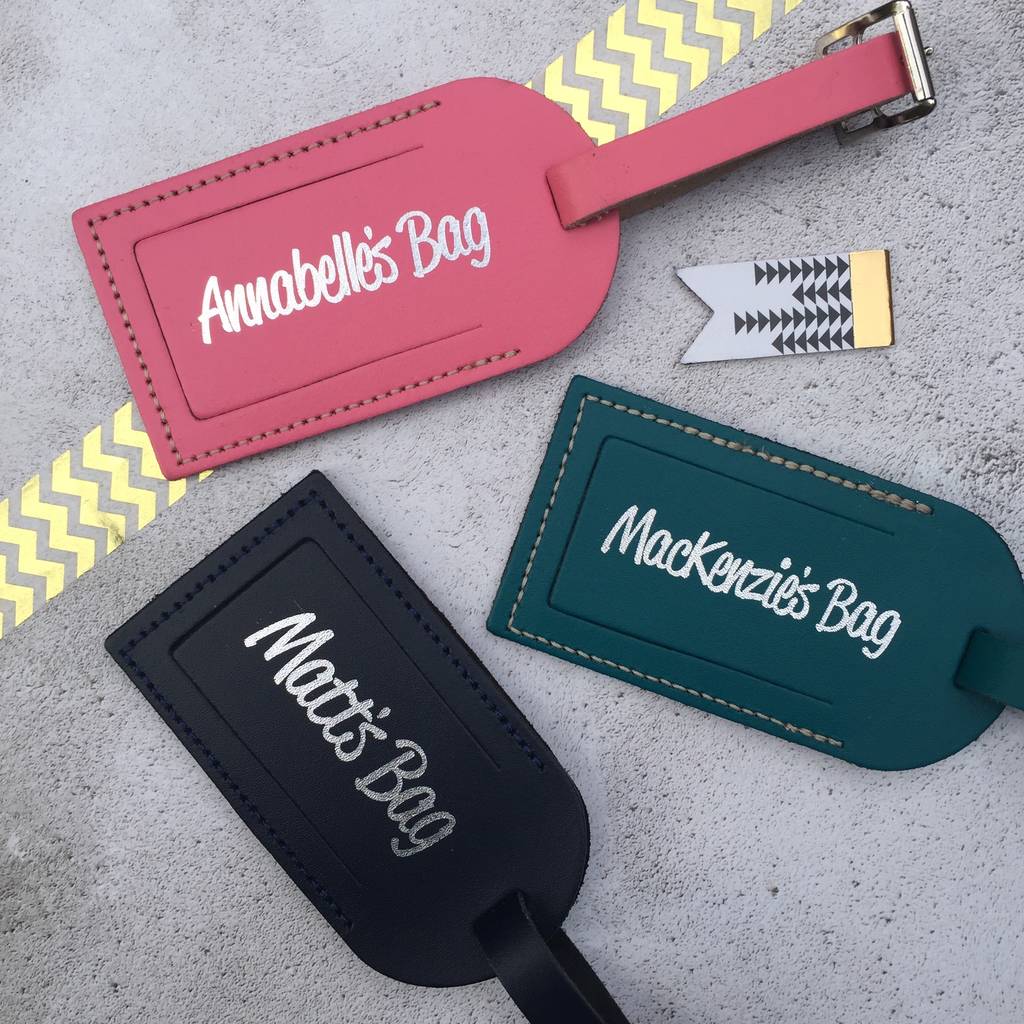 personalised name luggage tag by pickle pie gifts