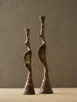 Handmade Black Brass Spiral Candle Holder Set, 3 of 12
