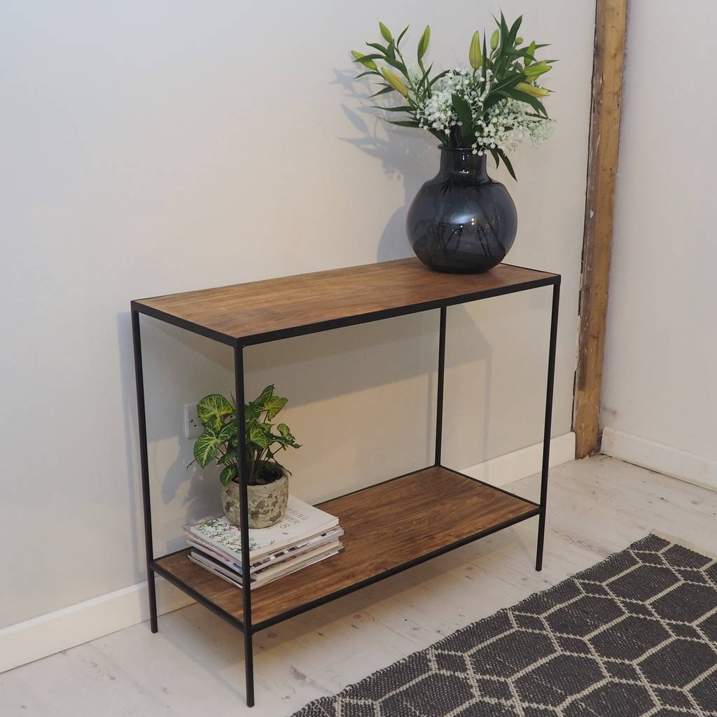 industrial console table with wood and metal by za za homes