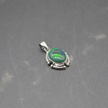 Black Fire Opal Pendant Necklace: Sterling Silver Chain, 8 of 11